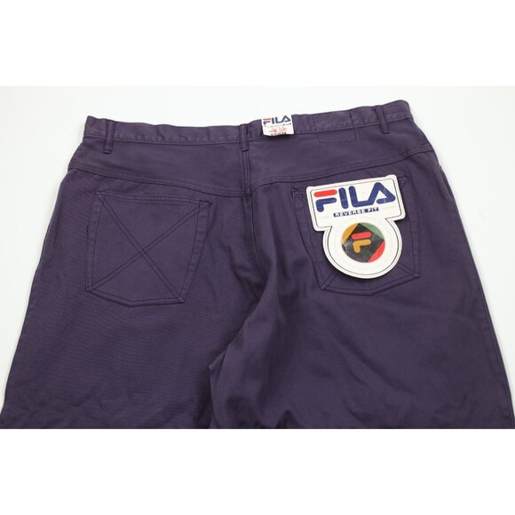 Deadstock Vtg 90s Fila Mens 42x34 Spell Out Baggy Fit Skateboard Jeans Purple - Picture 11 of 15